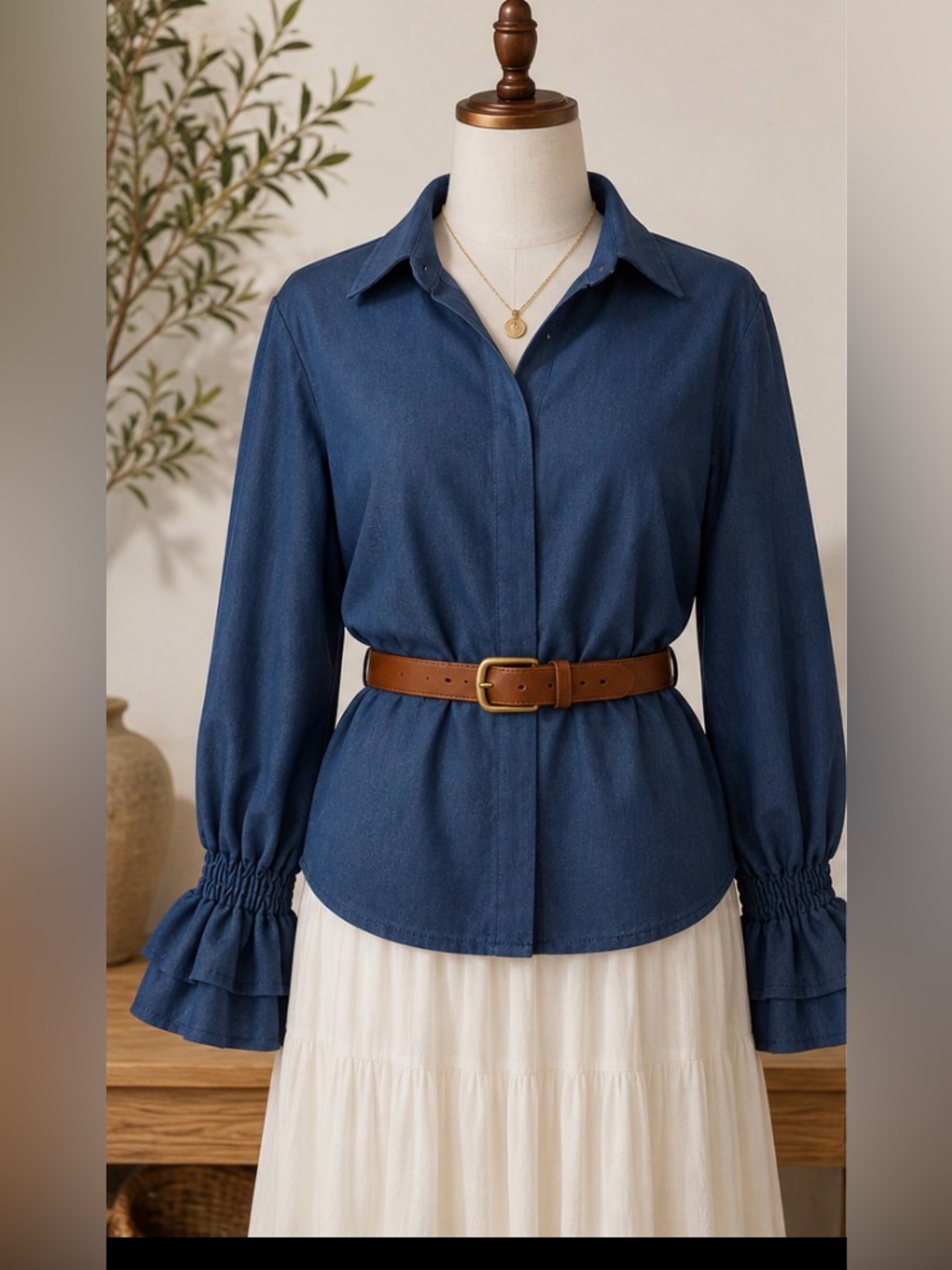 Classic Navy Button-Up Women's Top - Timeless Shirt NWOT 100% cotton